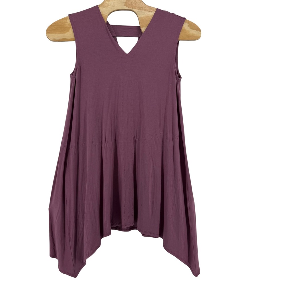 Eileen Fisher Womens Purple Mauve Sharkbite Hem V-Neck Sleeveless Dress Small S